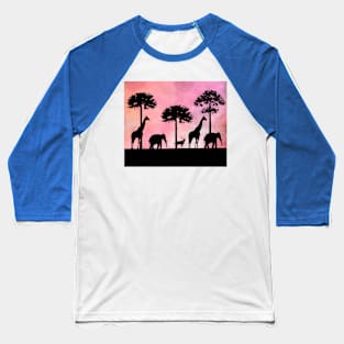 Retro Vintage Sunset Africa At Night Baseball T-Shirt